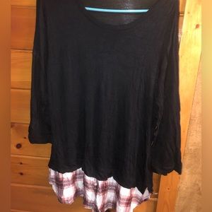 Black top with flannel bottom